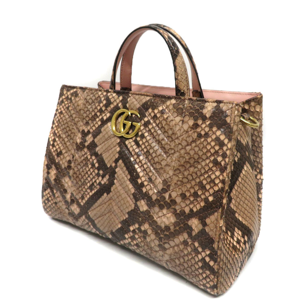 Gucci GG Marmont Bag Handbag Python Snakeskin Lea… - image 1